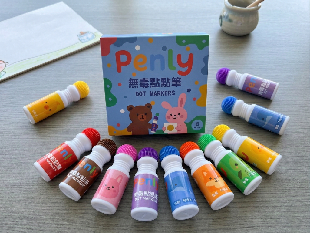 PENLY 無毒點點筆 8色入組｜台灣製造幼兒文具 兒童禮物首選