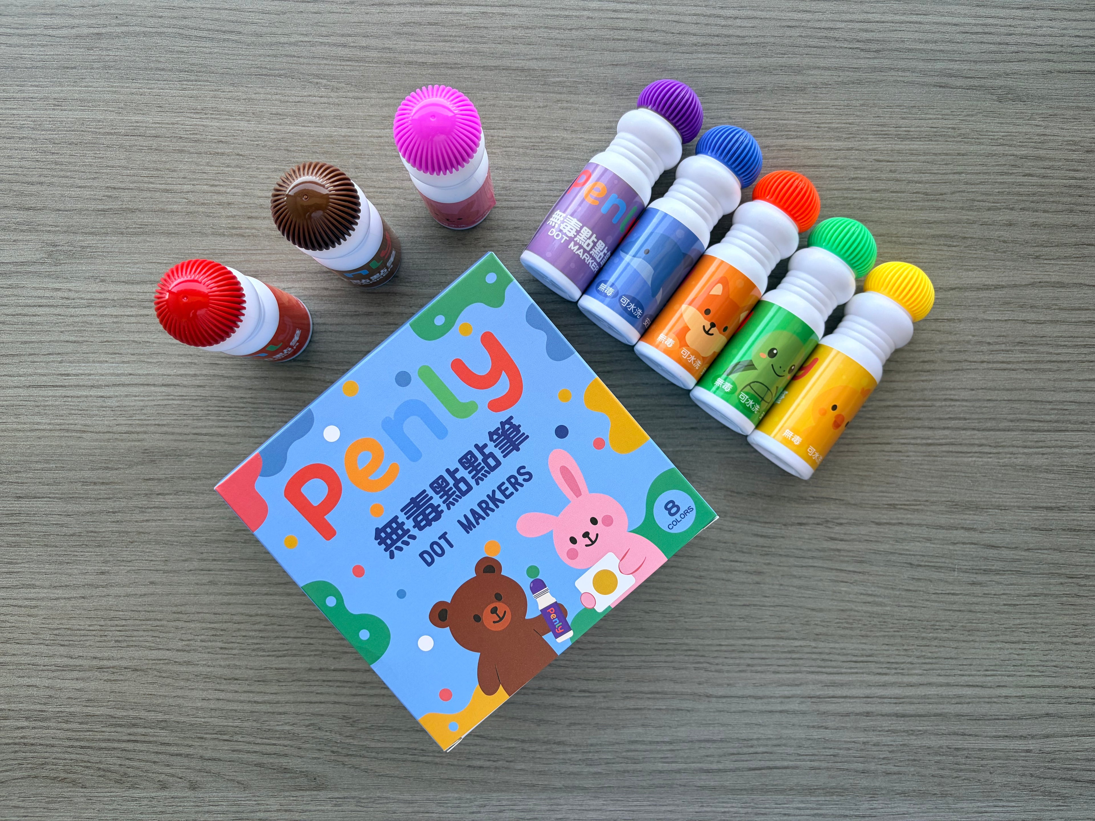 PENLY 無毒點點筆 8色入組｜台灣製造幼兒文具 兒童禮物首選