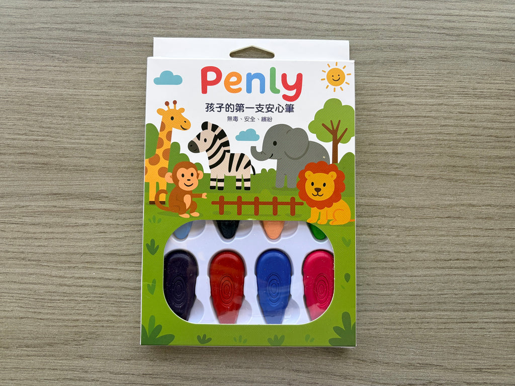 PENLY 水滴造型無毒蠟筆 12色入組｜台灣製造 SGS認證兒童蠟筆