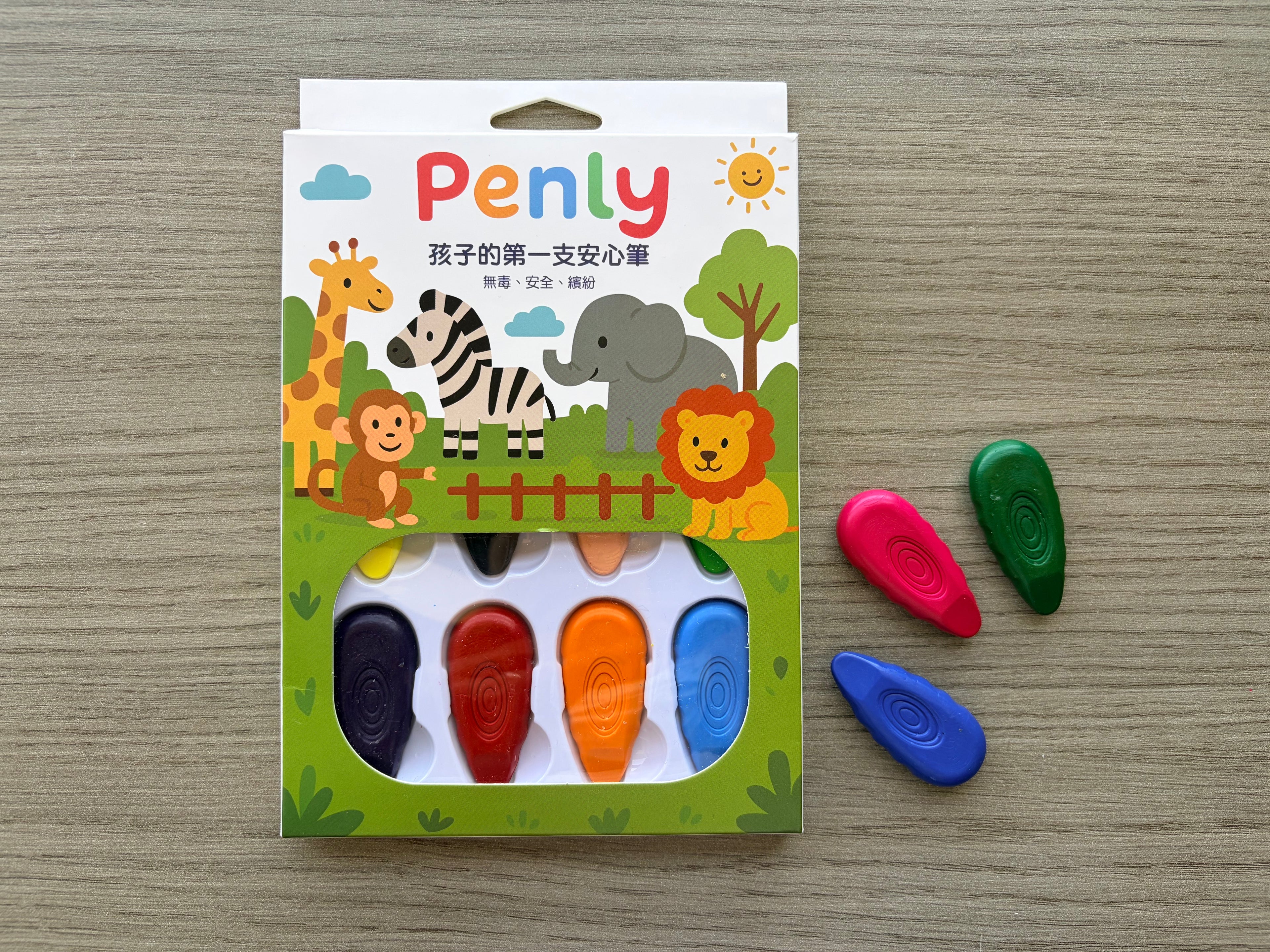 PENLY 水滴造型無毒蠟筆 12色入組｜台灣製造 SGS認證兒童蠟筆